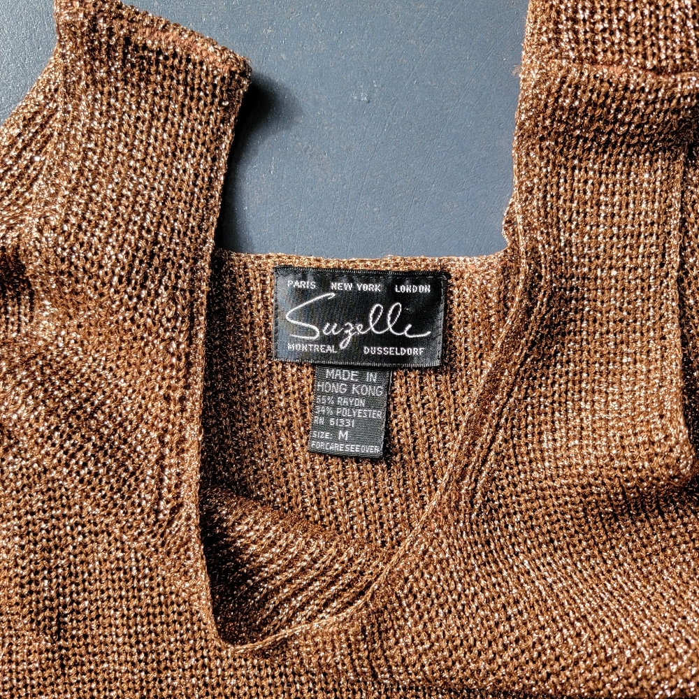 Vintage Rose Gold Knit Tank Top by Suzelle - Picture 4 of 7